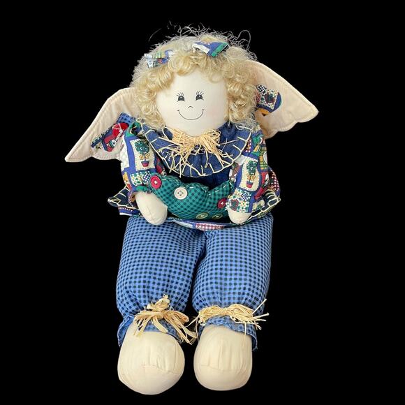 Tb Trading Country Angel Rag Doll Bean Bottom Shelf Sitter Farm Rustic Primitive - Picture 1 of 16